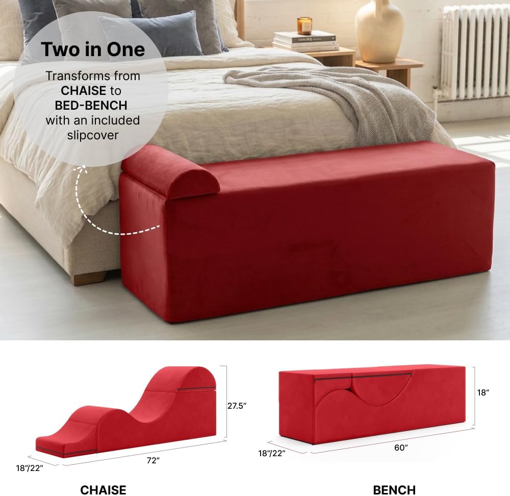 Soft Desire™ Chaise Bench for Couples - Convertible with Free Machine Washable Cover